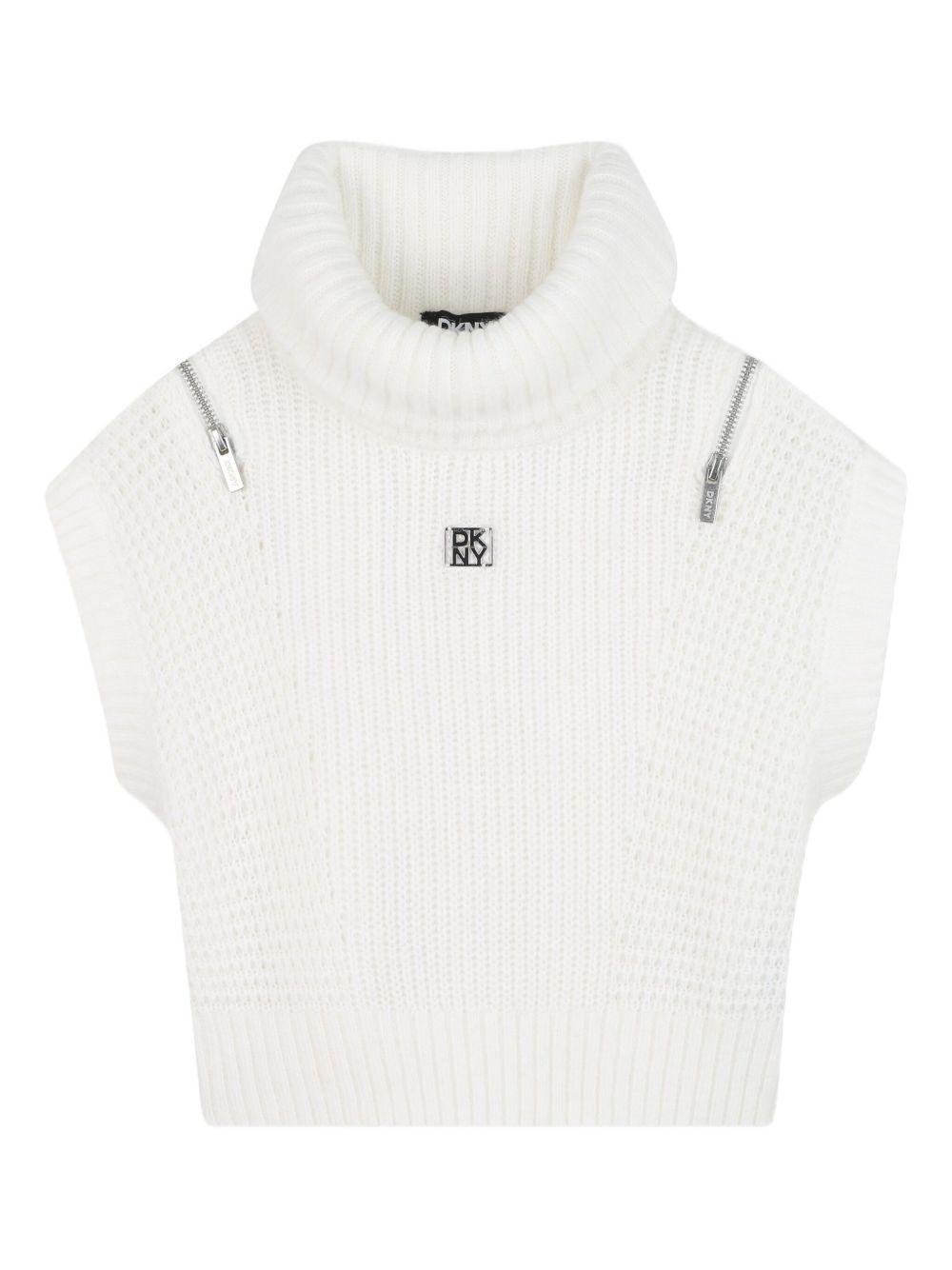 Maglione per bambina Dkny Kids bianco con collo alto D62382 117 DKNY 