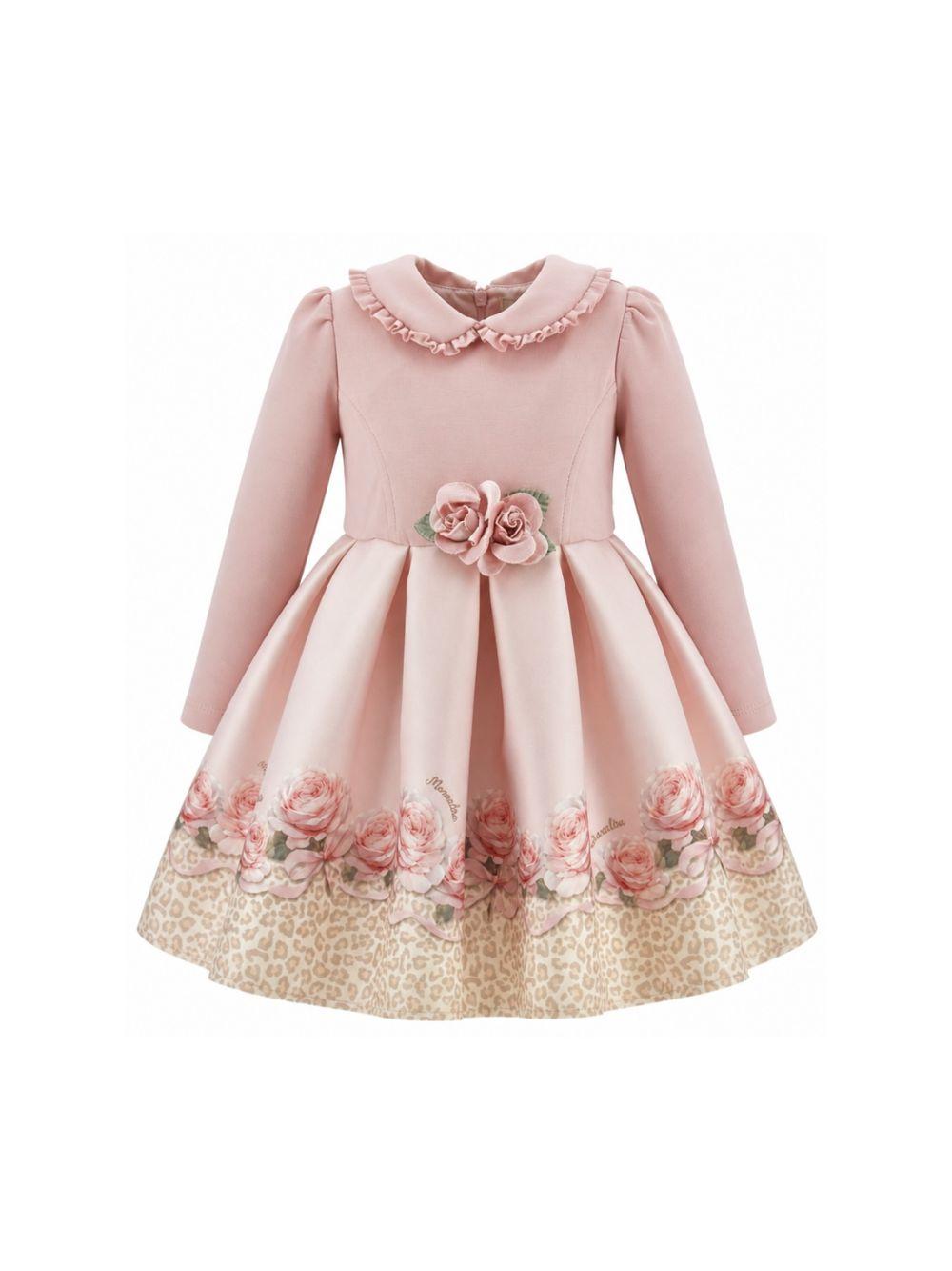 Abito per bambina Monnalisa Kids rosa con applicazione fiori sul davanti 31H909 8651 0080 MONNALISA KIDS 