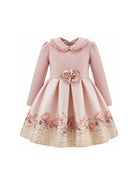 Abito per bambina Monnalisa Kids rosa con applicazione fiori sul davanti 31H909 8651 0080 MONNALISA KIDS 