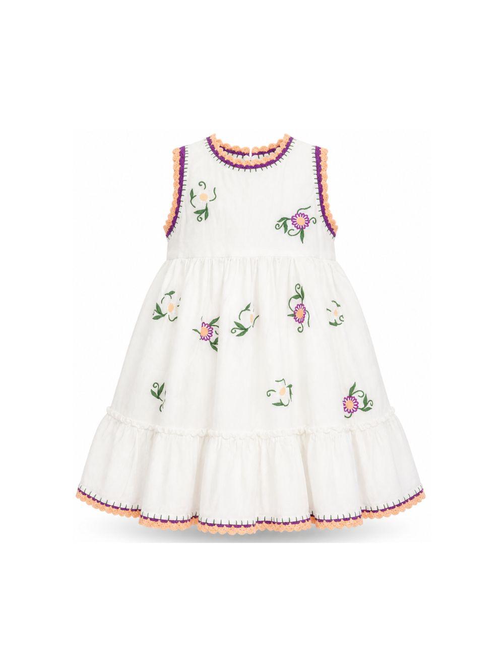 Abito per bambina Stella McCartney Kids bianco con fiori ricamati TY1E62 Z0138 101 STELLA McCARTNEY KIDS 