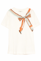 T-shirt per bambina Fendi Kids bianca con dettaglio fiocco stampato JFI400 7AJ F0TU9 FENDI KIDS 