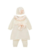 Set di tre pezzi per neonata Monnalisa Kids bianco con dettaglio con fiocco 35H512 8060 0191 MONNALISA KIDS 
