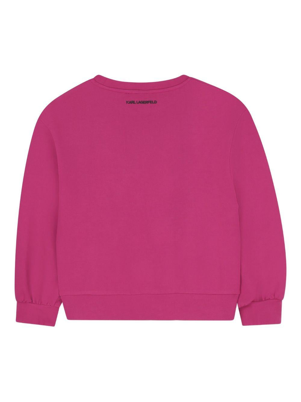 Felpa per bambina Karl Lagerfeld Kids fucsia con logo in paillettes Z30613 469 KARL LAGERFELD KIDS 