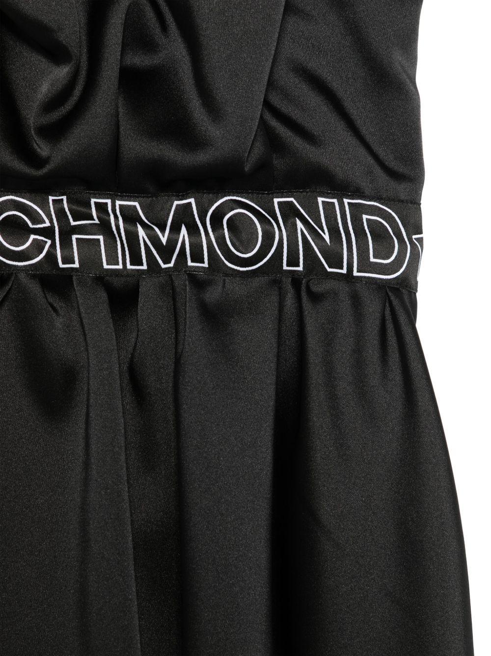Abito per bambina John Richmond Junior nero con banda con logo e dettaglio con ruches RGP25112VE BLACK JOHN RICHMOND KIDS 