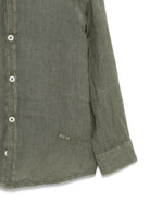 Camicia in lino per bambino Paolo Pecora Kids verde con logo ricamato PP4032 OLIVA PAOLO PECORA KIDS 