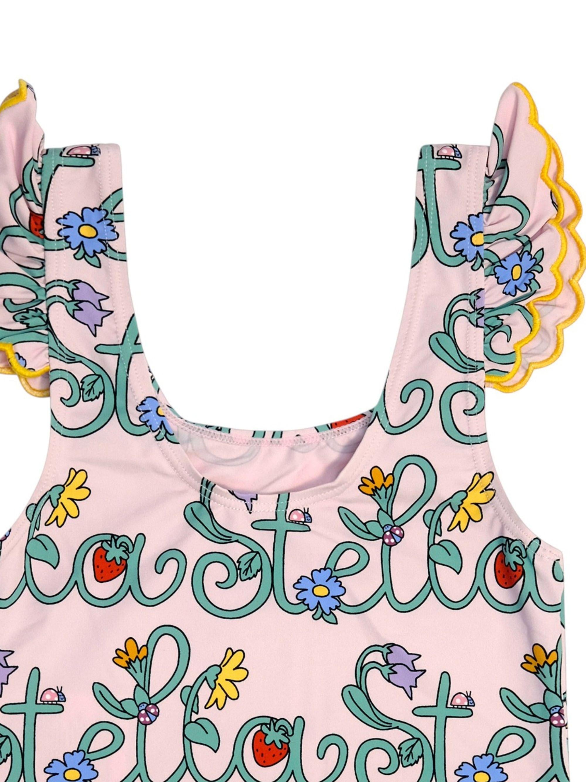 Costume per bambina Stella McCartney Kids rosa con stampa logo all-over TYCA49 Z3511 51RMC STELLA McCARTNEY KIDS 
