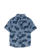 Camicia per neonato Stella McCartney Kids in denim con stampa balene TY5511 Z3621 606BL STELLA McCARTNEY KIDS 