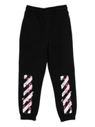 Pantaloni da tuta per bambina Off-White Kids neri con stampa del logo OGCH001F25FLE002 1032 OFF WHITE KIDS 