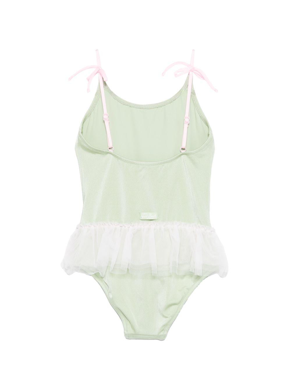 Costume intero per bambina MC2 Saint Barth Kids verde con stampa conchiglie DANC0001 03049L MC2 ST. BARTH KIDS 
