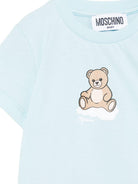 T-shirt per neonato Moschino Kids azzurra con stampa Teddy sul davanti MUM04QLAA24 40304 MOSCHINO KIDS 
