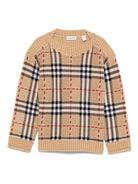 Maglione per bambina Burberry Kids beige con motivo a quadri 8105822 B9368 BURBERRY KIDS 