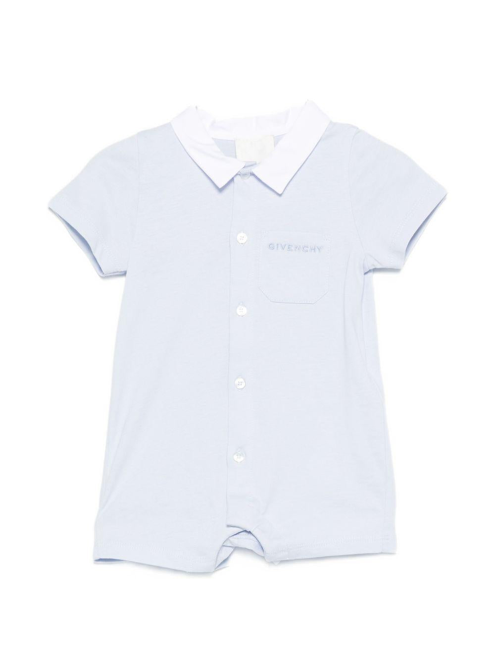 Set tutina e cappellino per neonato Givenchy Kids azzurro con colletto H31253 771 GIVENCHY KIDS 