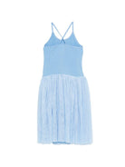 Abito in tulle per bambina Molo azzurro con spalline sottili incrociate 2S26E128 5637 MOLO KIDS 