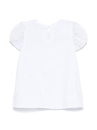 T-shirt per neonata Monnalisa bianco con stampa e decorazione con strass 39E619 5011 0099 MONNALISA 