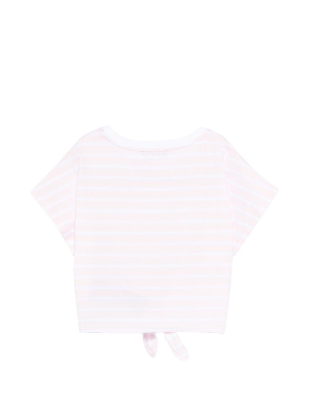 T-shirt da bambina Balmain Kids rosa con motivo a righe BY8B61 Z3657 51EBC BALMAIN KIDS 