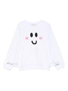 Felpa per bambina Stella McCartney Kids bianco con stampa faccina TX4C90 Z0453 100 STELLA McCARTNEY KIDS 