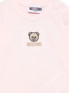 T-shirt per neonata Moschino Kids rosa con orsetto ricamato M9O00RLAA10 50209 MOSCHINO KIDS 
