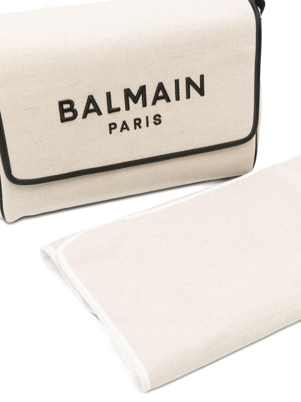 Borsa fasciatoio per neonati Balmain Kids beige con ricamo logo a contrasto BY0618 Z1839 102NE BALMAIN KIDS 