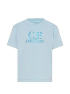T-shirt per bambino C.P. Company Kids azzurra con logo sul davanti CNM00QLAA17 41372 C.P.COMPANY KIDS 