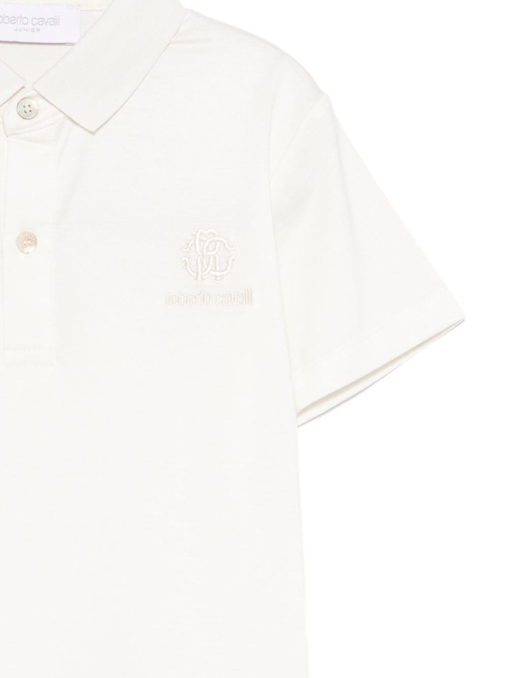Polo per bambino Roberto Cavalli Kids bianco con dettaglio logo CBP26106PO OFF-WHITE ROBERTO CAVALLI KIDS 