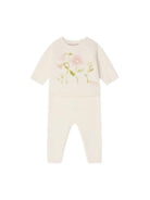 Set t-shirt e pantaloni per neonata Bonpoint bianco con stampa floreale S06NSEK00006 920 BONPOINT KIDS 