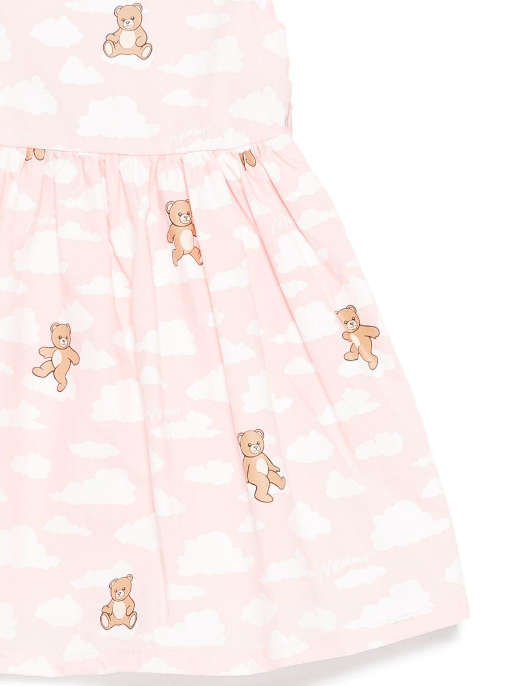 Abito per neonata Moschino Kids rosa con stampa graafica Teddy Bear MDV0DNLLB61 83696 MOSCHINO KIDS 