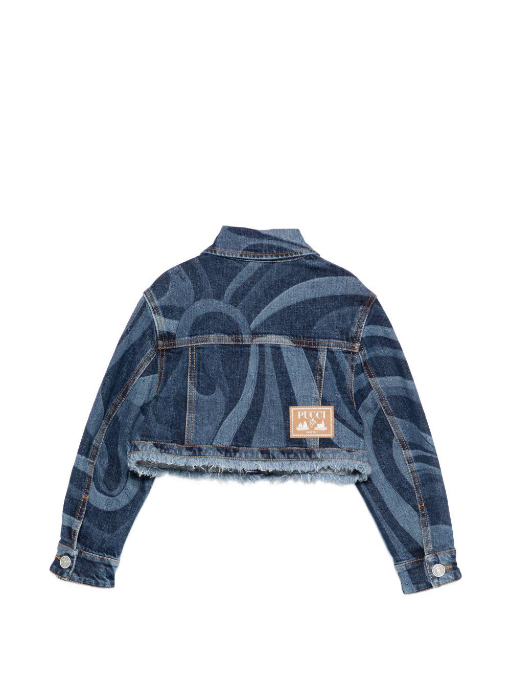Giubbino per bambina Emilio Pucci Junior denim con design a fantasia PY2A37 L0384 620 EMILIO PUCCI KIDS 