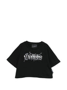 T-shirt per bambina John Richmond Junior nera modello crop RGP26203TS BLACK JOHN RICHMOND KIDS 