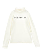T-shirt per bambina Philosophy Di Lorenzo Serafini Kids bianca con finitura in pizzo I1F619 6212 P001 PHILOSOPHY 