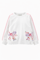 Felpa per bambina Monnalisa bianca con stampa a fiori 19G600 7007 9990 MONNALISA KIDS 