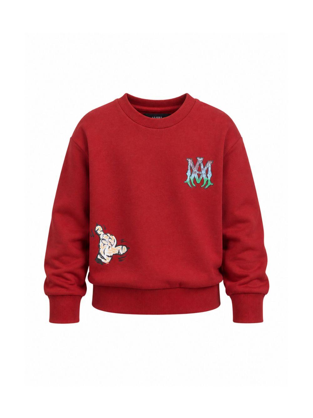 Felpa per bambino Amiri Kids rossa con ricamo logo sul petto ACTOJR1023 600 AMIRI KIDS 