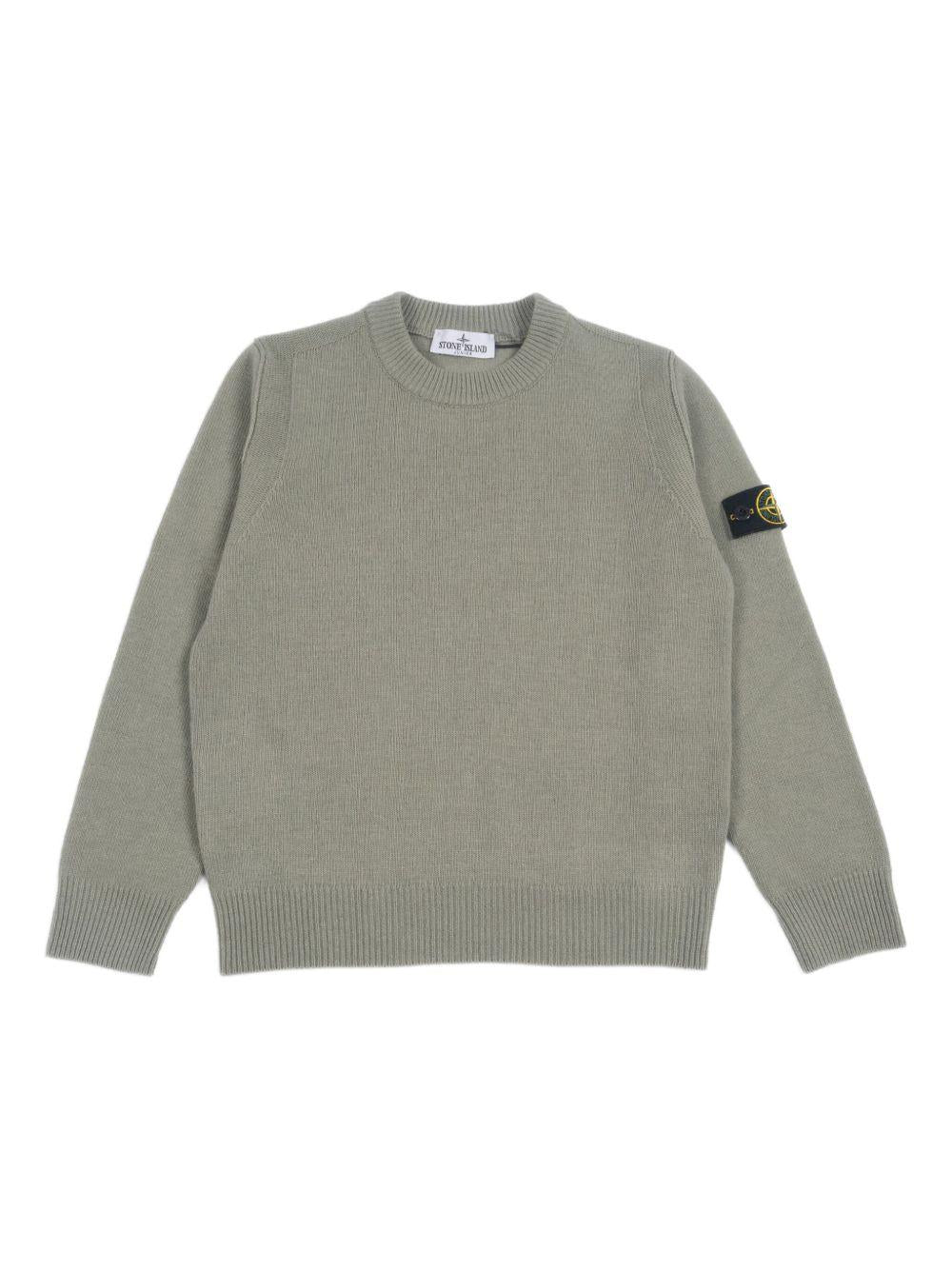 Maglione per bambino Stone Island Kids verde con applicazione con logo L2S165100002S00M1 V0055 STONE ISLAND KIDS 