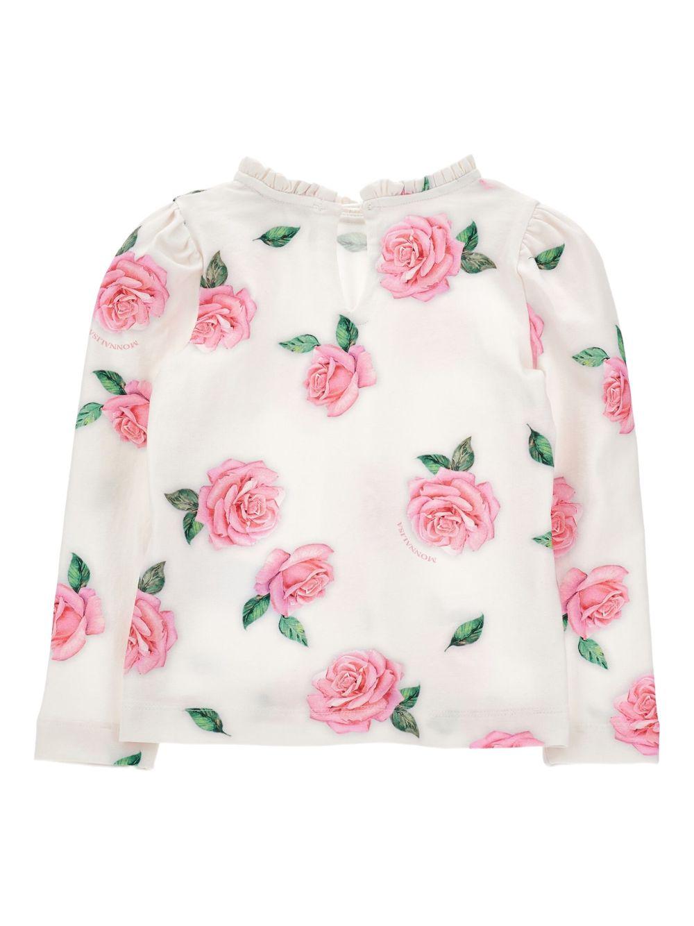 Blusa per bambina Monnalisa bianca con ricamo a fiori 11F621 6653 0029 MONNALISA 