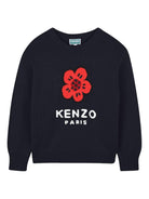 Maglione per bambina Kenzo Kids blu con Boke Flower jacquard K61334 845 KENZO KIDS 