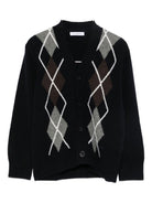 Cardigan per bambino Paolo Pecora Kids blu con motivo argyle PP4088 BLU PAOLO PECORA KIDS 