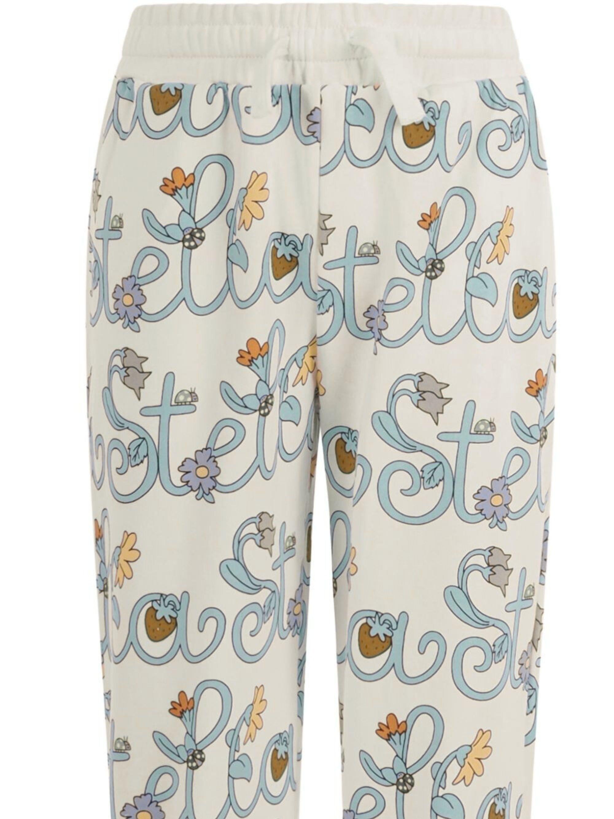 Pantaloni per bambina Stella McCartney Kids bianchi con logo all-over TY6E50 Z3422 101MC STELLA McCARTNEY KIDS 