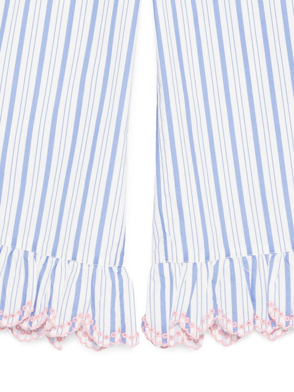 Pantaloni Loukini per bambina Louise Misha bianchi con design a righe azzurre GRI-S26-P0146 BLUE LOUISE MISHA KIDS 