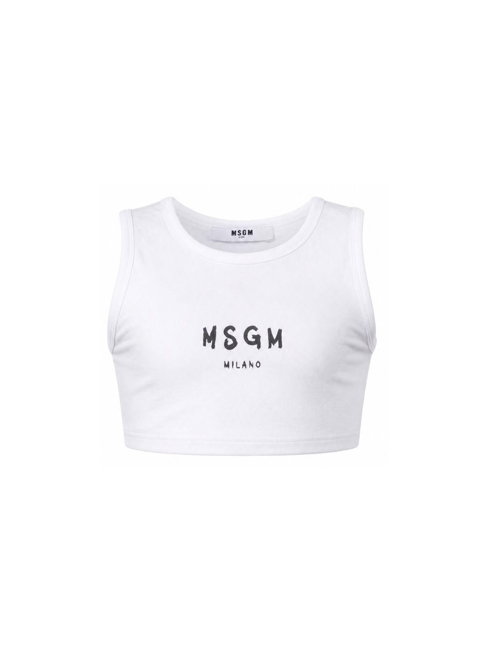 Top corto per bambina MSGM Kids bianca con stampa logo S6MSJGTO011 001 MSGM KIDS 