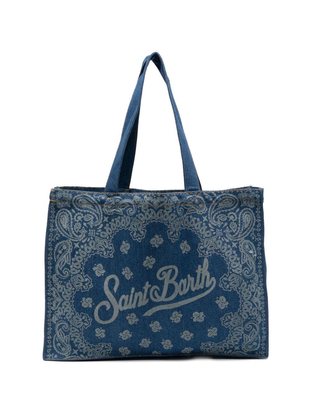 Borsa tote Essential Bag N MC2 Saint Barth denim con stampa paisley e logo stampato EBAGN006 00780L MC2 ST. BARTH KIDS 