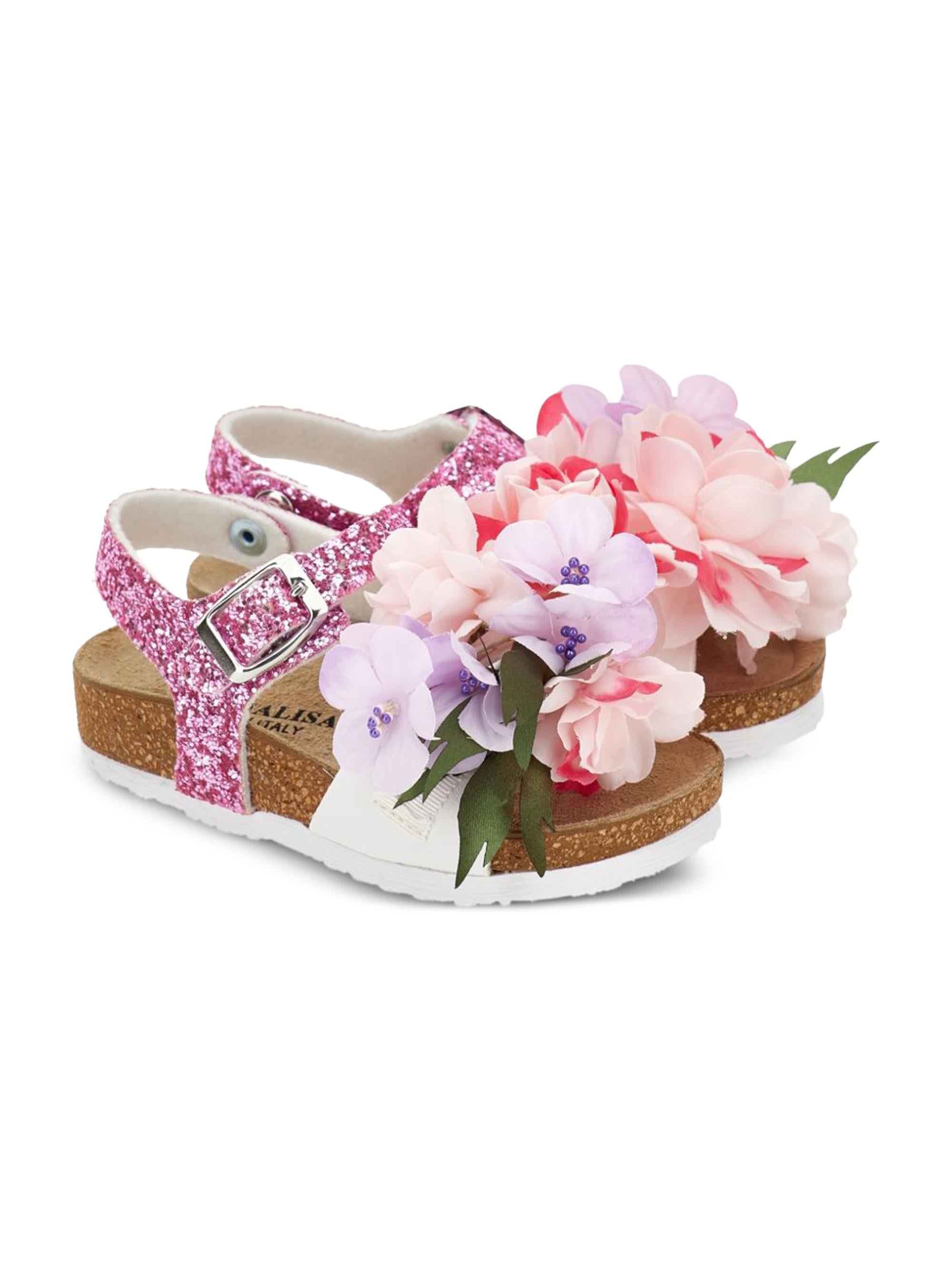 Sandali per bambina Monnalisa bianco e rosa con dettaglio glitter 8CG010 7708 0090 MONNALISA KIDS 