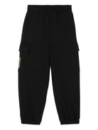 Pantaloni sportivi per bambino Fendi Kids neri con applicazione logo JUF171 5V0 F0GME FENDI KIDS 