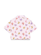 Camicia con stampa banane per bambina Palm Angels Kids rosa con rifinitura con ruches PGGG001S25FAB001 3B42 PALM ANGELS KIDS 