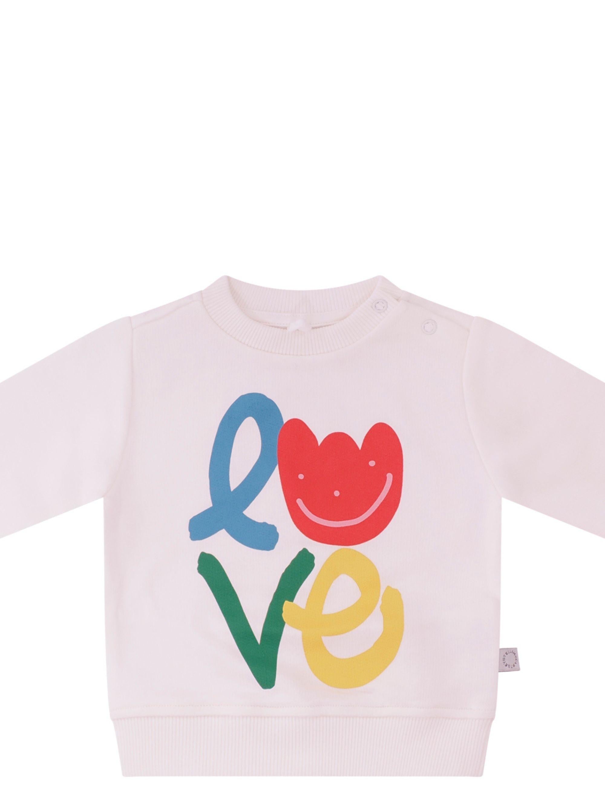 Felpa per neonata Stella McCartney Kids bianca con stampa love sul davanti TY4100 Z0499 101 STELLA McCARTNEY KIDS 