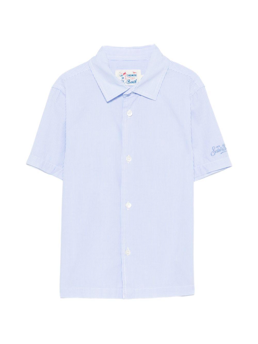 Camicia a righe per bambino MC2 Saint Barth Kids azzurro con stampa di Snoopy dei Peanuts SIF0001 00945L MC2 ST. BARTH KIDS 