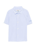 Camicia a righe per bambino MC2 Saint Barth Kids azzurro con stampa di Snoopy dei Peanuts SIF0001 00945L MC2 ST. BARTH KIDS 