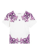 T-shirt per bambina Dolce & Gabbana Kids bianco con stampa maioliche L5JTNK II7H3 I23TN DOLCE & GABBANA KIDS 