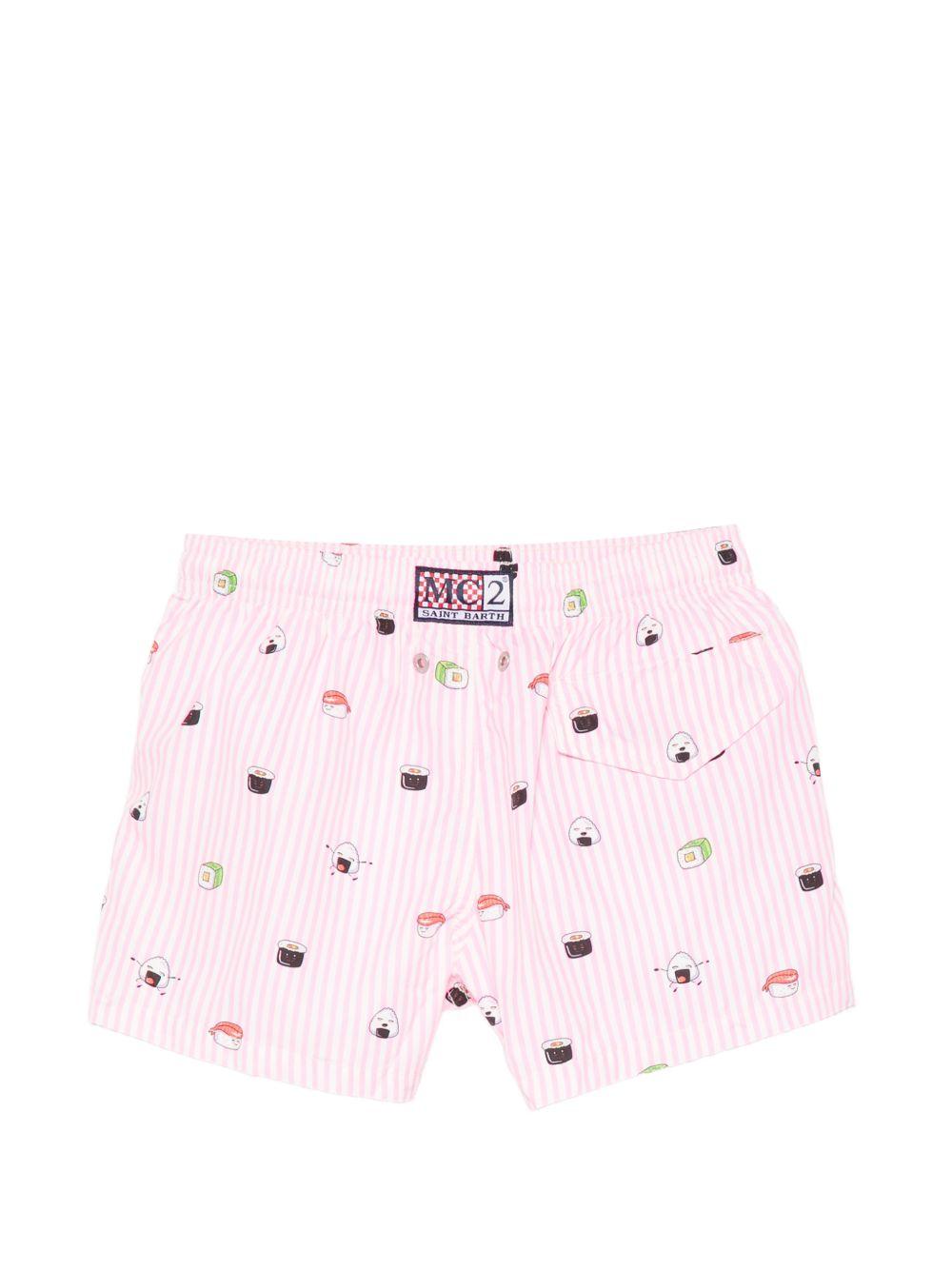 Costume per bambino MC2 Saint Barth Kids rosa con stampa grafica sushi all-over JEA0004 02628L MC2 ST. BARTH KIDS 