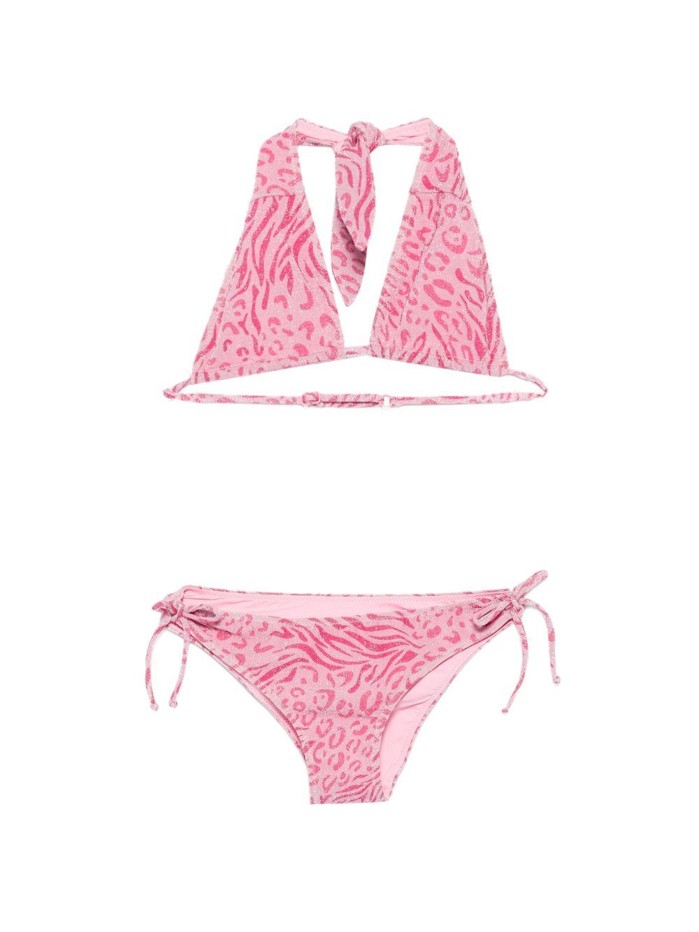 Bikini Aryanna per bambina MC2 Saint Barth Kids rosa con stampa animalier ARY00002 00079L MC2 ST. BARTH KIDS 