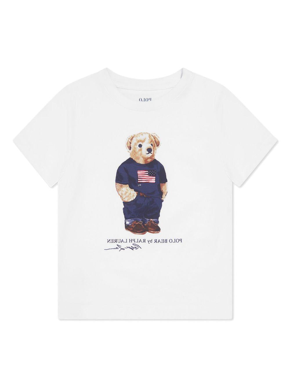 Pigiama per bambino Polo Ralph Lauren Kids bianco e azzurro con motivo Polo Bear P0142 W2O Ralph Lauren kids 