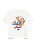 T-shirt per bambini Fendi Kids bianco con stampa grafica JUI196 7AJ F0TU9 FENDI KIDS 